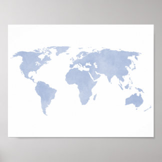 Poster Carte du monde bleu Serenity