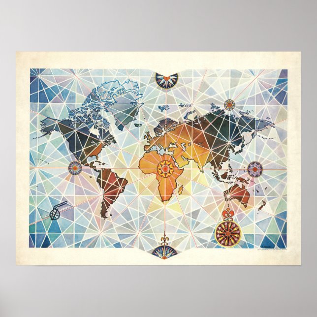 Poster Carte du monde d'Air Afrique (Devant)