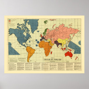 Poster Carte du monde d'après-guerre (1942)