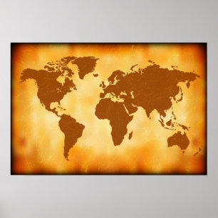 Poster Carte du monde de Grunge