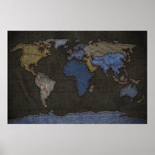 Poster Carte du monde de jeans (aucun étiquette)