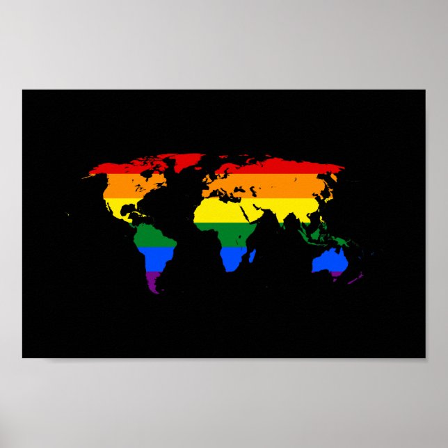 Poster Carte du monde de la fierté arc-en-ciel LGBT (Devant)