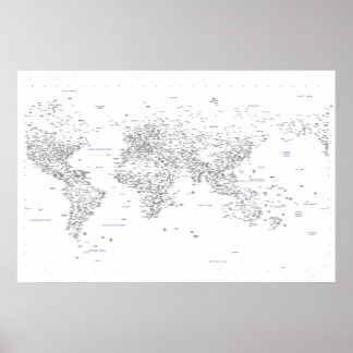 Poster Carte du monde de la typographie