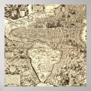 Poster Carte du monde de l'Amérique par Diego Gutiérrez