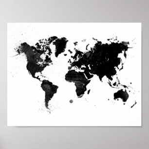 Poster Carte du monde de l'aquarelle