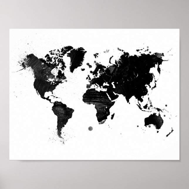 Poster Carte du monde de l'aquarelle (Devant)