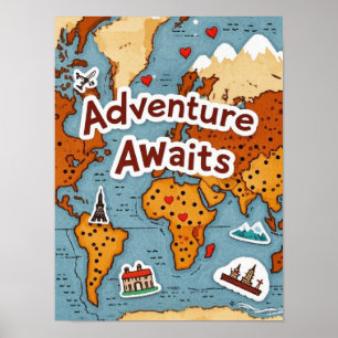Poster Carte du monde de voyage avec devis
