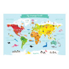 Carte du monde des enfants brillants avec illustra