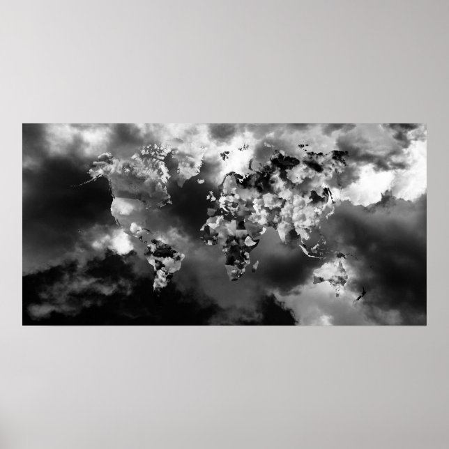 Poster Carte du monde des nuages (Devant)