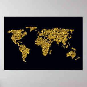 Poster Carte du monde des points d'or