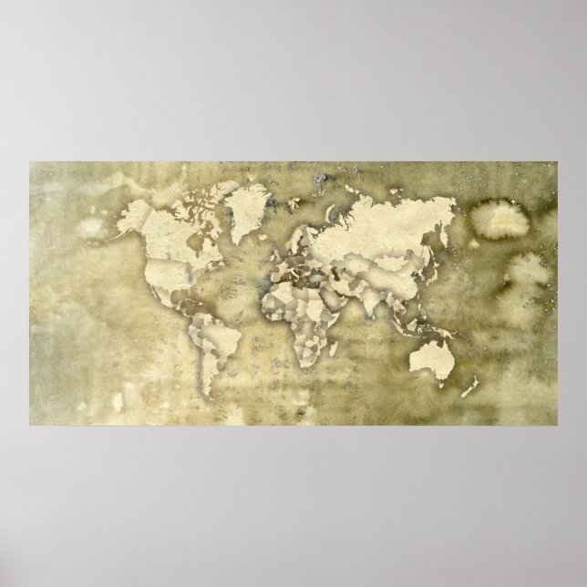 Poster Carte du monde du papier usé (Devant)