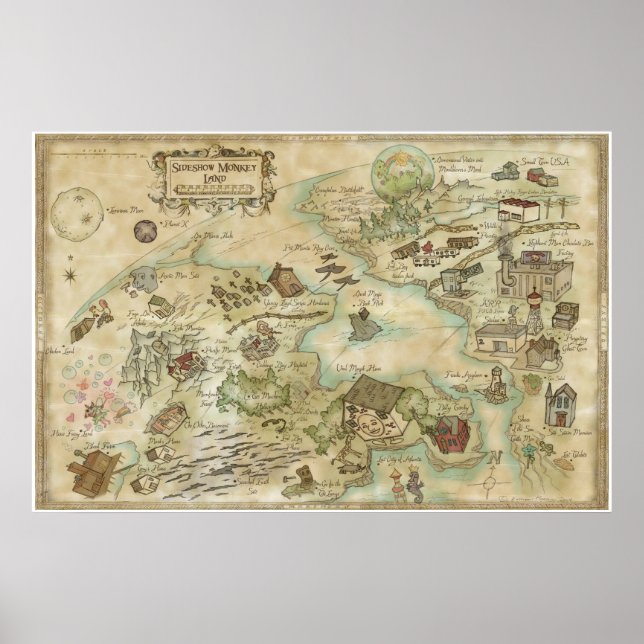 Poster Carte du monde du singe Sideshow (Devant)