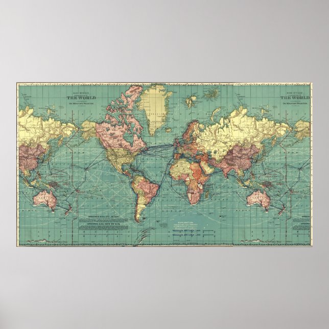 Poster Carte du monde en 1919-1921 (Devant)
