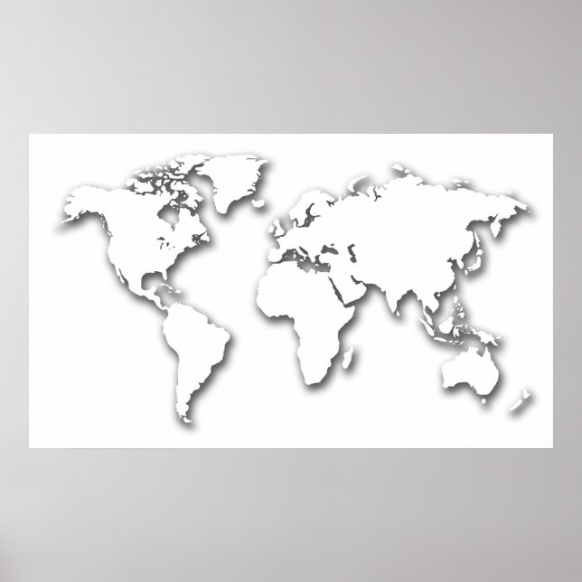 Poster Carte du monde en blanc (Devant)