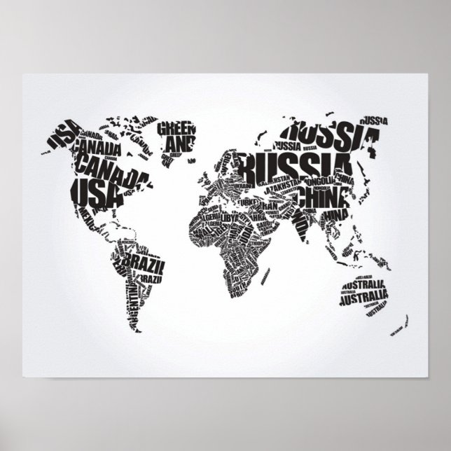 Poster Carte du monde en typographie (Devant)