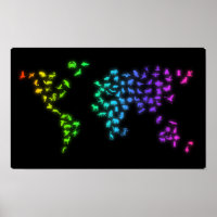 Carte du monde faite d'animaux