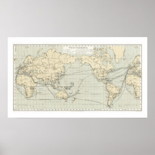 Poster Carte du monde géographique et statistique