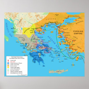 Poster Carte du monde grec pendant les guerres Greco Pers
