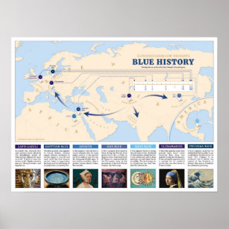 Poster Carte du monde Infographie de l'histoire bleue