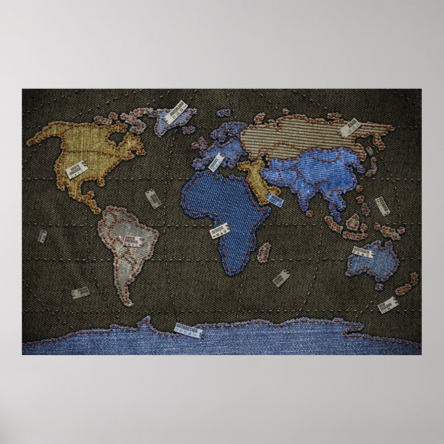 Poster Carte du monde Jeans (Devant)