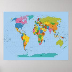 Poster Carte du monde lumineuse