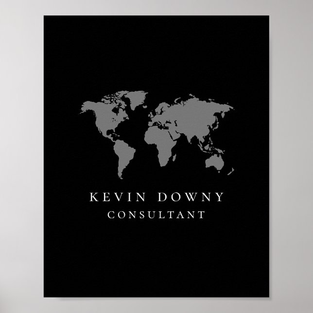 Poster Carte du monde moderne Logo Black Business Signal (Devant)