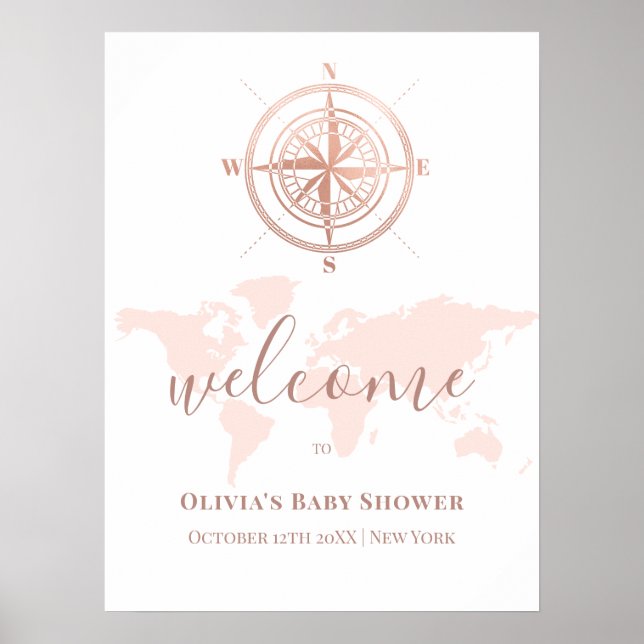 Poster Carte du monde neutre Accueil Baby shower de voyag (Devant)