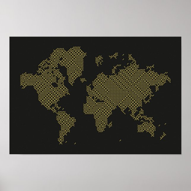 Poster Carte du monde numérique (Devant)