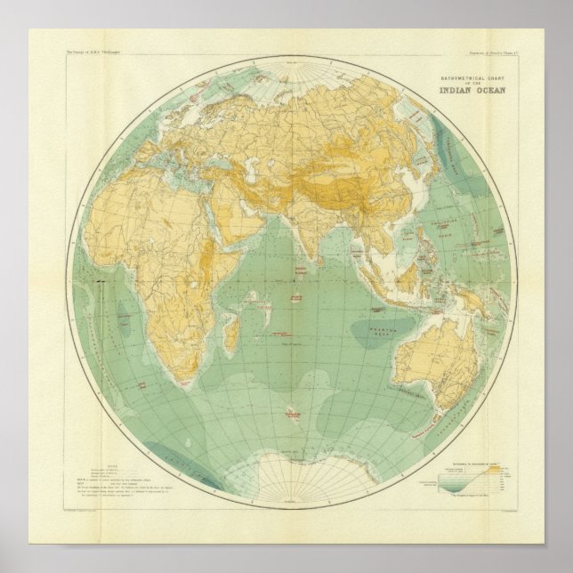 Poster Carte du monde Océan Indien, Europe, Asie, Afrique (Devant)