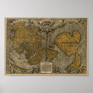Poster Carte du monde Oronce Fine 1531