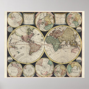 Poster Carte du monde vintage