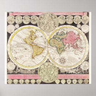Poster Carte du monde vintage