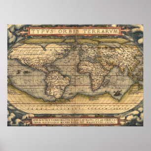 Poster Carte du monde vintage