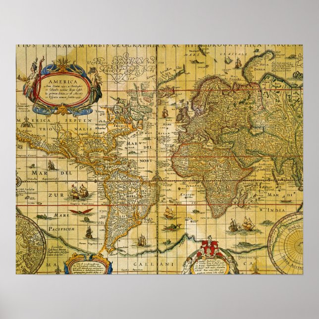 Poster Carte du monde vintage (Devant)