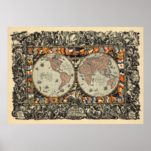 Poster carte du monde vintage (Devant)