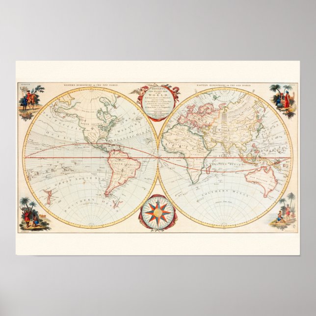 Poster Carte du monde vintage (Devant)