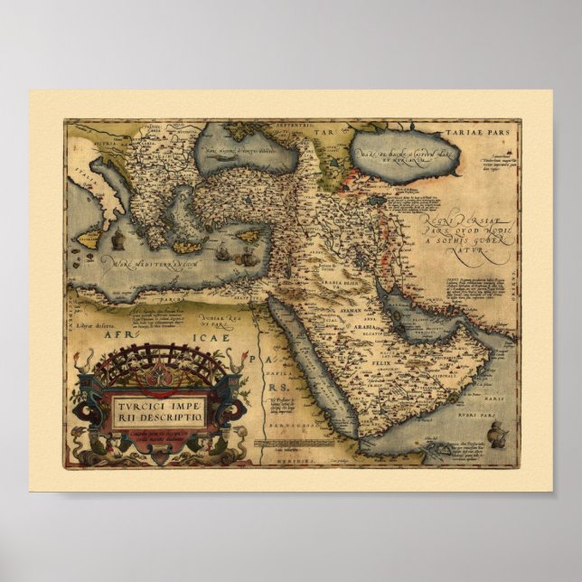 Poster Carte Du Moyen-Orient 1600 (Devant)