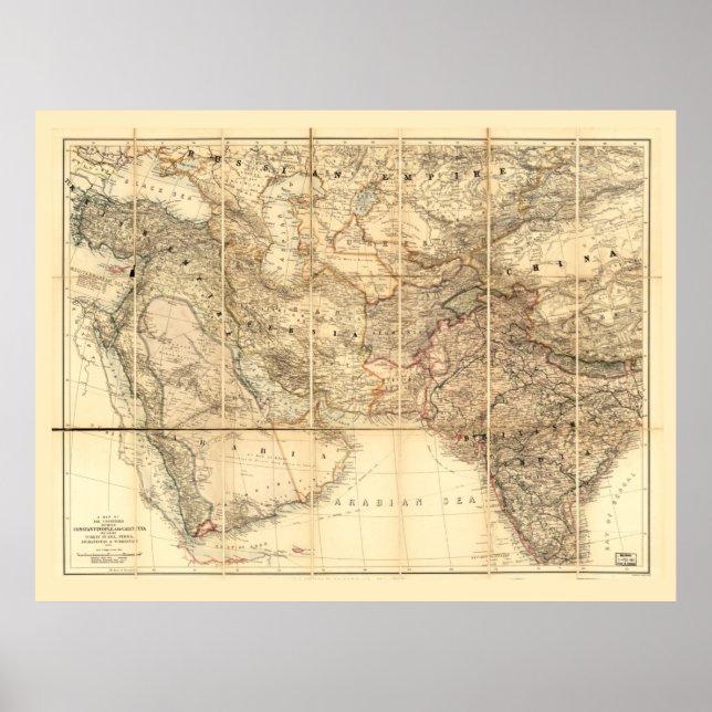 Poster Carte du Moyen-Orient (1885) (Devant)