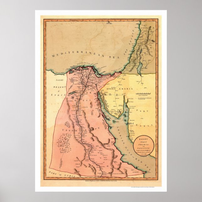 Poster Carte du Moyen-Orient en Égypte - 1800 (Devant)