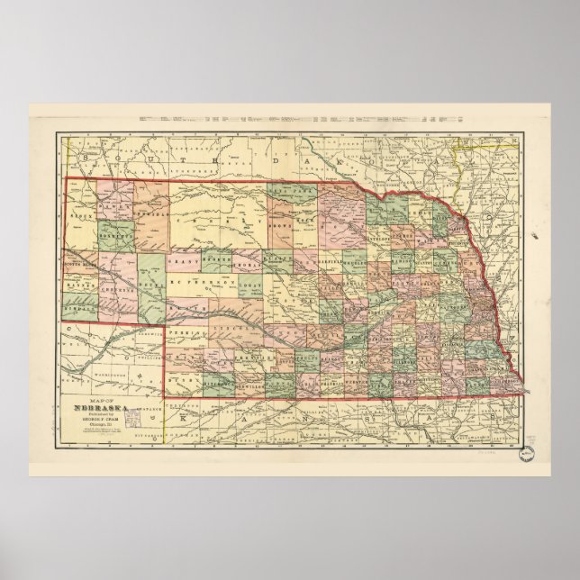 Poster Carte du Nebraska (1902) (Devant)