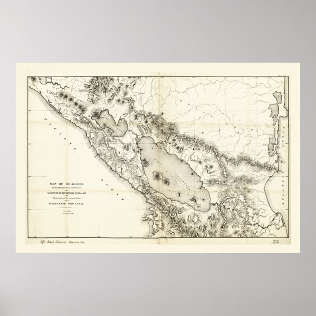 Poster Carte du Nicaragua (1873) (Devant)