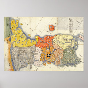 Poster Carte du nord et de sud de KoreaPanoramic