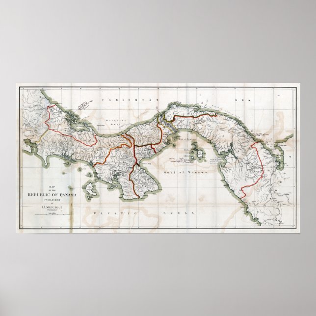 Poster Carte du Panama 1912 (Devant)