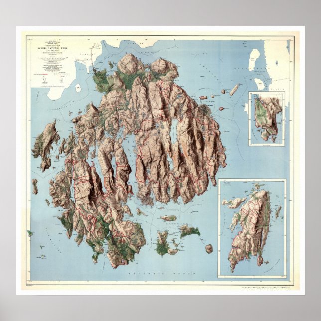 Poster Carte du parc national Acadia 1960 (Devant)
