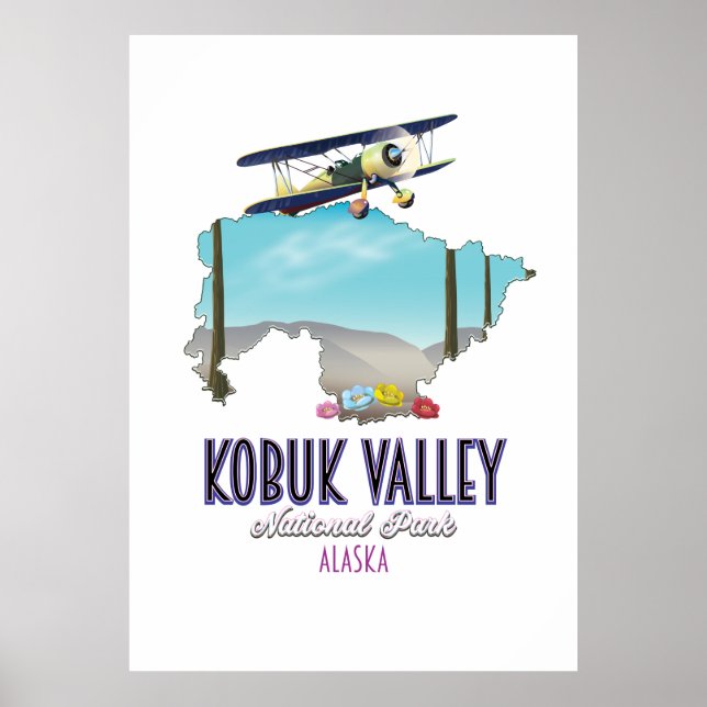 Poster Carte du parc national de Kobuk Valley Alaska (Devant)