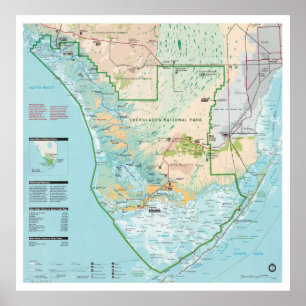 Poster Carte du parc national des Everglades (1996) Sud F