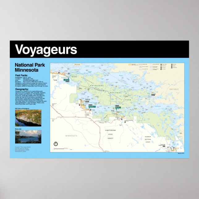 Poster Carte du parc national des Voyageurs (Devant)