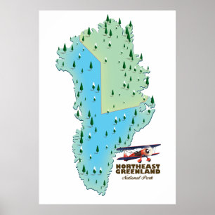 Poster Carte du parc national du nord-est du Groenland