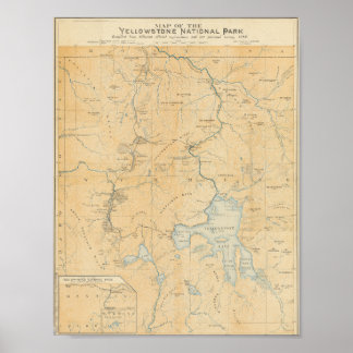 Poster Carte du parc national vintage Yellowstone
