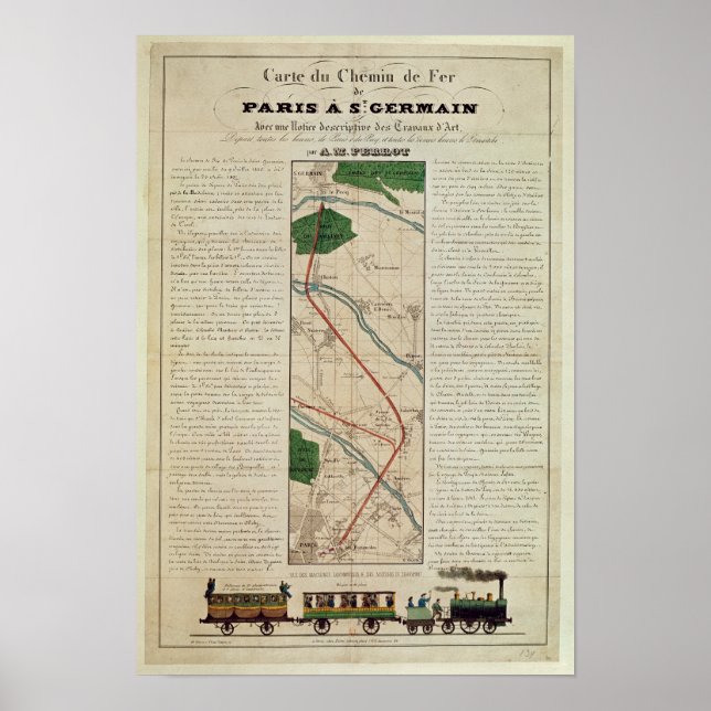 Poster Carte du Paris à la gare St Germain, par (Devant)